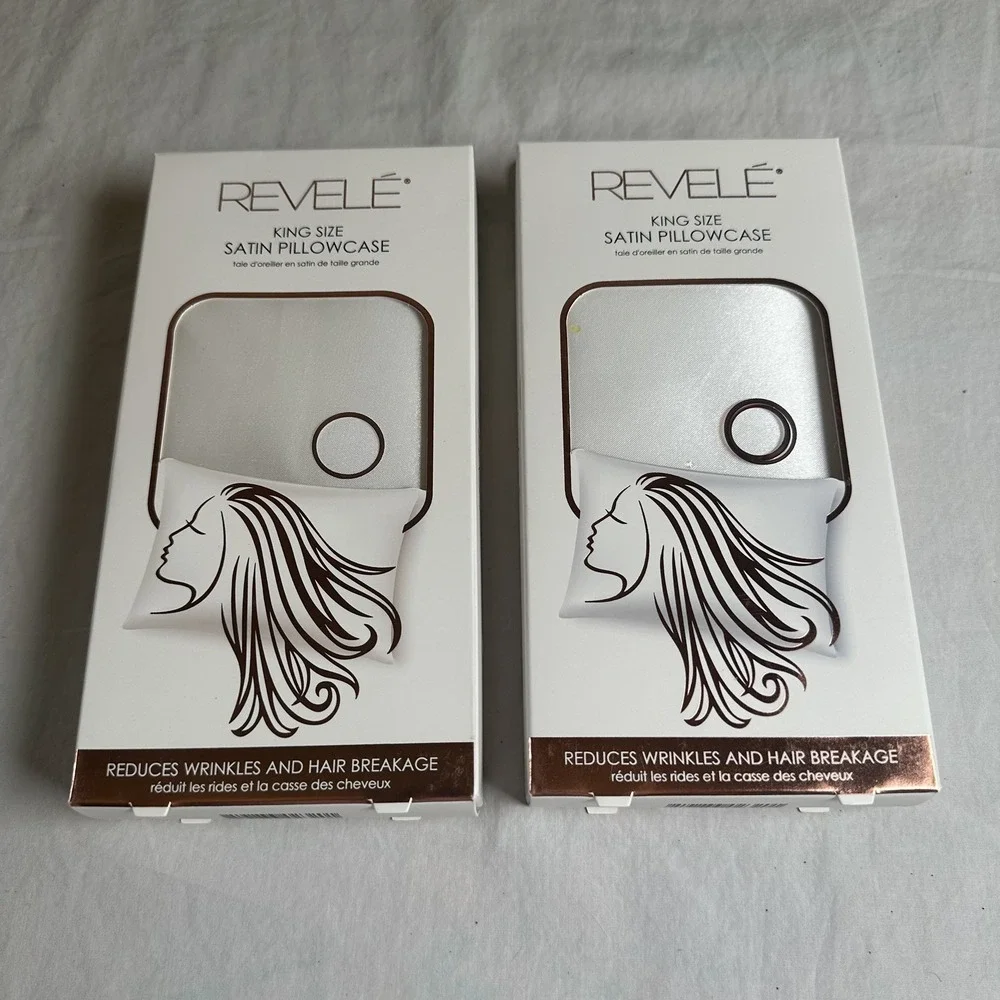 2 Revele King Size White Satin Pillowcases New reduces wrinkles & hair breakage